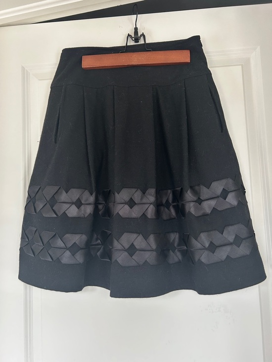 Tristan & Iseut Dresses & Skirts - Black A-Line Skirt with Satin Geometric Trim